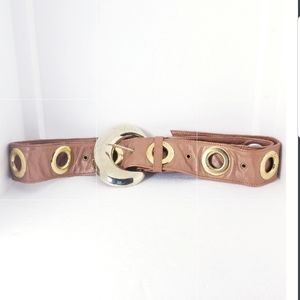 Brown Grommet Adhustable Belt by Signature